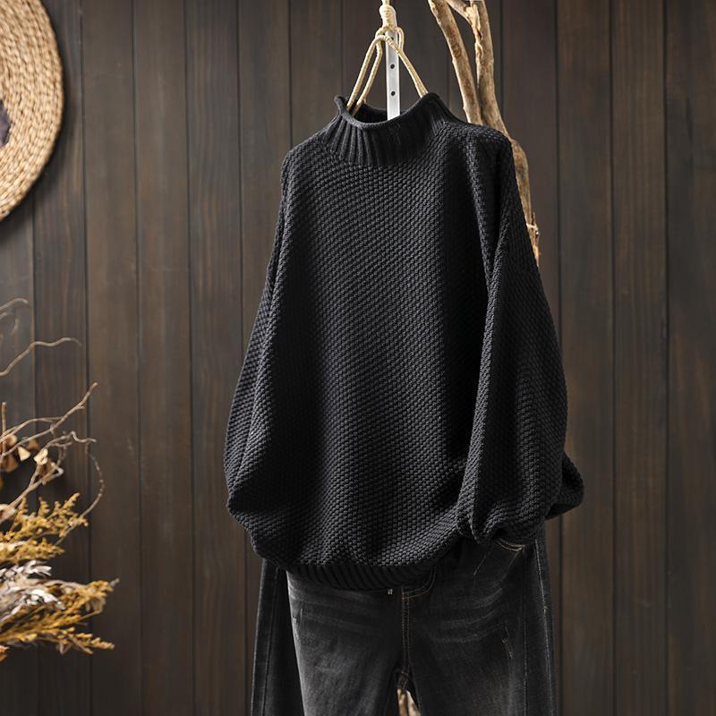 Women's grey turtleneck sweater, Melange modal cashmere turtleneck sweater